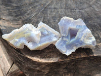 Natural Etched Blue Chalcedony Geodes x 12 From Nsanje, Malawi