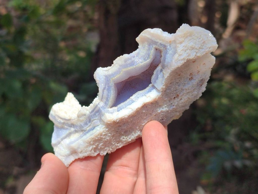Natural Etched Blue Chalcedony Geodes x 12 From Nsanje, Malawi - Toprock Gemstones and Minerals 