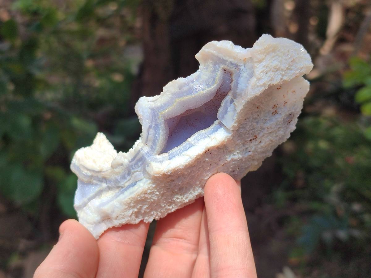 Natural Etched Blue Chalcedony Geodes x 12 From Nsanje, Malawi - Toprock Gemstones and Minerals 