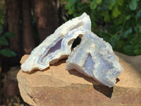 Natural Etched Blue Chalcedony Geodes x 12 From Nsanje, Malawi