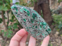 Polished Emerald Mica 'Mutokolite' Standing Free Forms x 3 From Mutoko, Zimbabwe
