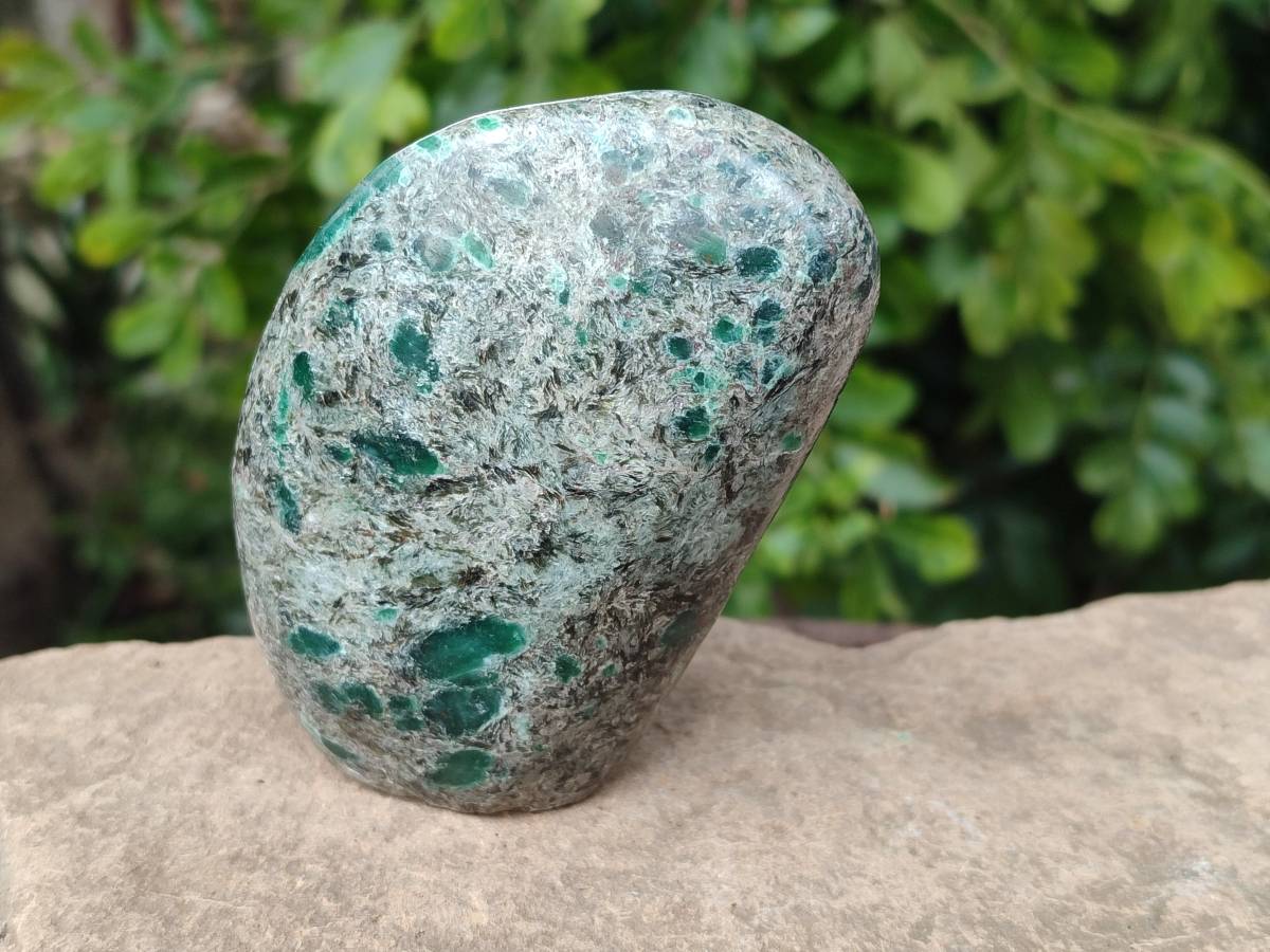 Polished Emerald Mica 'Mutokolite' Standing Free Forms x 3 From Mutoko, Zimbabwe - Toprock Gemstones and Minerals 