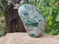 Polished Emerald Mica 'Mutokolite' Standing Free Forms x 3 From Mutoko, Zimbabwe