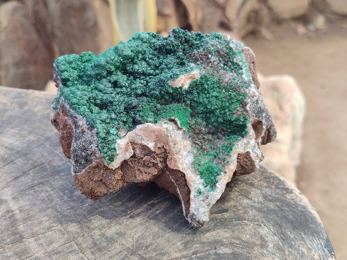 Natural Crystalline Ball Malachite and Quartz On Dolomite Matrix Specimens x 2 From Mindingi Mine, Kambove, Congo - Toprock Gemstones and Minerals 