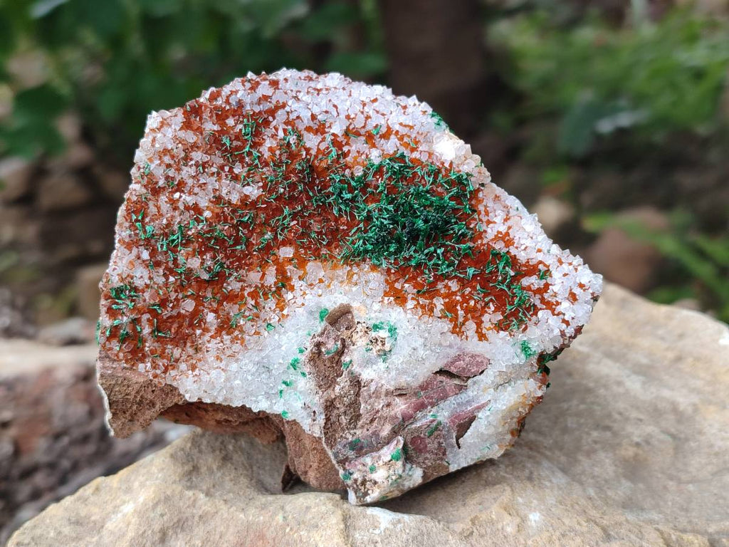 Natural Crystalline Ball Malachite and Quartz On Dolomite Matrix Specimens x 2 From Mindingi Mine, Kambove, Congo - Toprock Gemstones and Minerals 