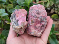 Natural Rhodonite Cobbed Specimens x 4 From Rhusinga, Zimbabwe