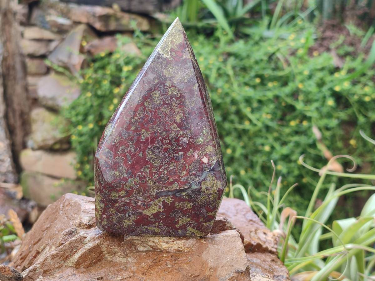Polished Bastite Dragons Blood Stone Points x 2 From Tshipise, South Africa - Toprock Gemstones and Minerals 