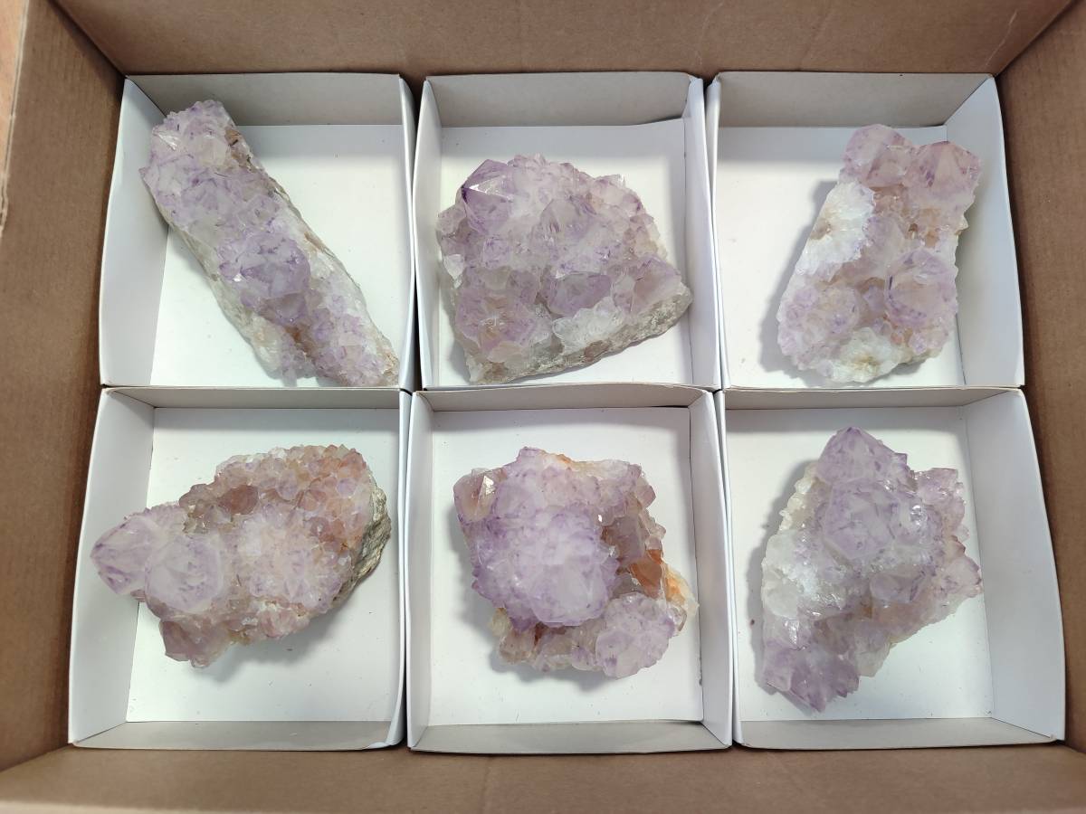Natural Sunburst Amethyst Spirit Quartz Clusters x 6 From Boekenhouthoek, South Africa - Toprock Gemstones and Minerals 