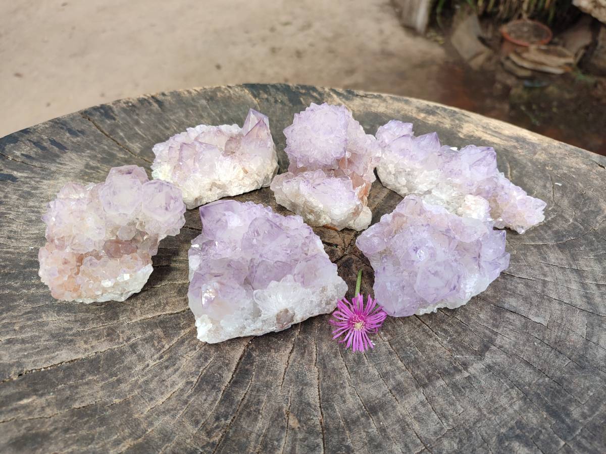 Natural Sunburst Amethyst Spirit Quartz Clusters x 6 From Boekenhouthoek, South Africa - Toprock Gemstones and Minerals 