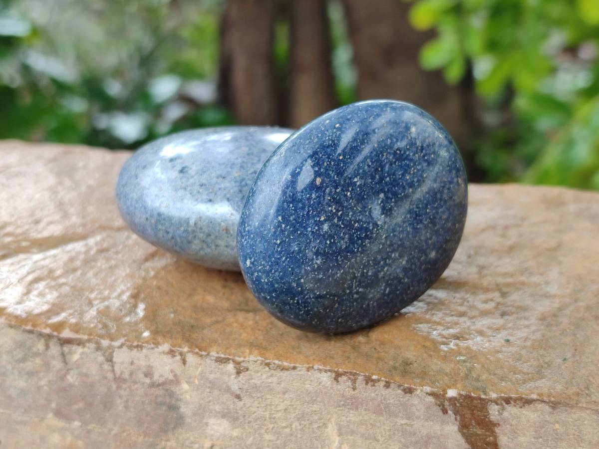 Polished Lazulite Galets x 12 From Madagascar - Toprock Gemstones and Minerals 