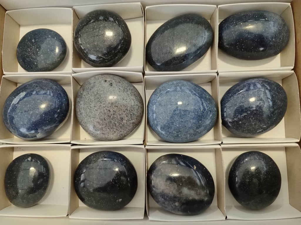 Polished Lazulite Galets x 12 From Madagascar - Toprock Gemstones and Minerals 