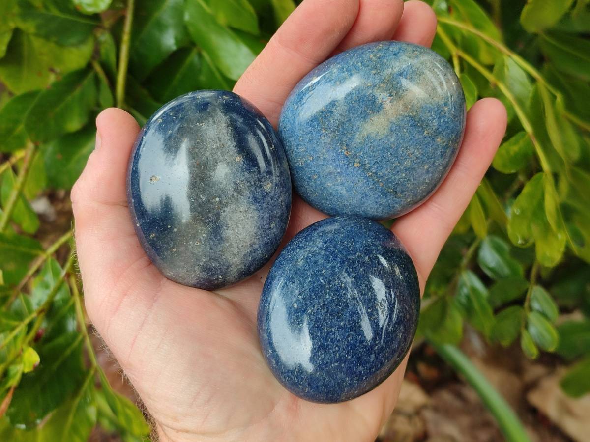 Polished Lazulite Galets x 12 From Madagascar - Toprock Gemstones and Minerals 