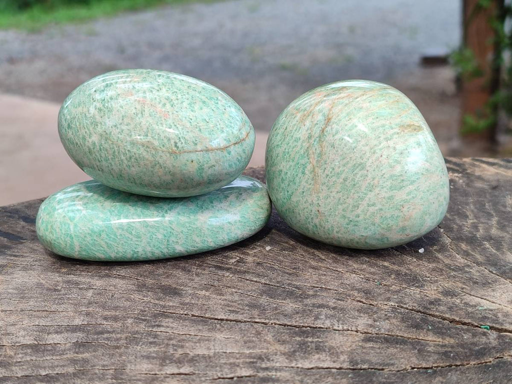 Polished Amazonite Palm Stones x 9 From Zimbabwe - Toprock Gemstones and Minerals 