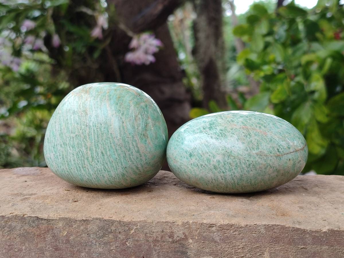 Polished Amazonite Palm Stones x 9 From Zimbabwe - Toprock Gemstones and Minerals 