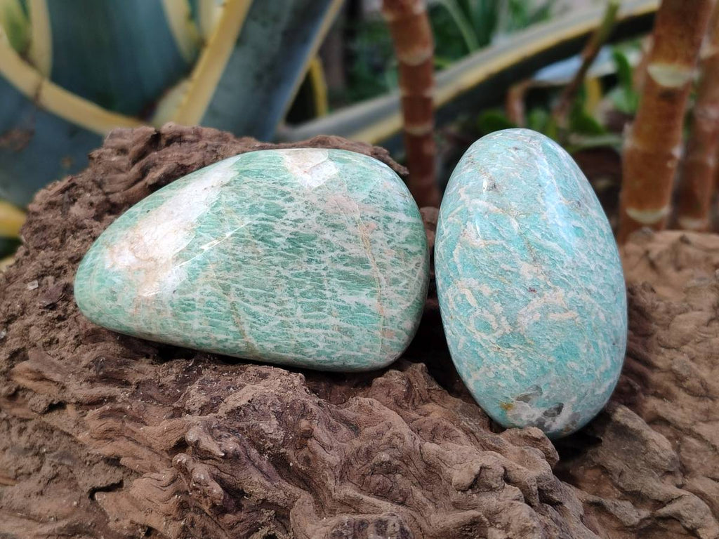 Polished Amazonite Palm Stones x 9 From Zimbabwe - Toprock Gemstones and Minerals 
