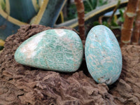 Polished Amazonite Palm Stones x 9 From Zimbabwe