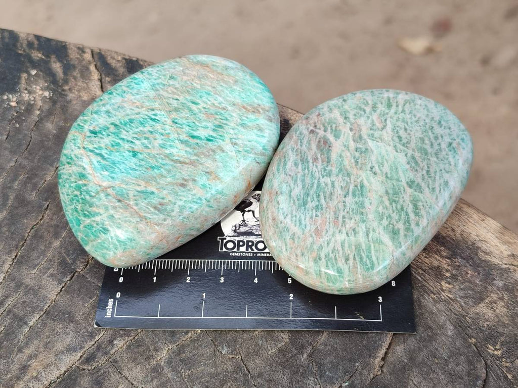 Polished Amazonite Palm Stones x 9 From Zimbabwe - Toprock Gemstones and Minerals 