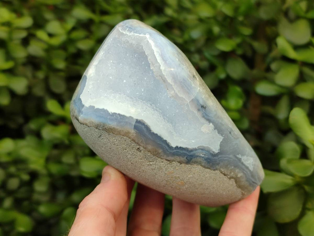 Polished Blue Lace Agate Standing Free Forms x 2 From Nsanje, Malawi - Toprock Gemstones and Minerals 