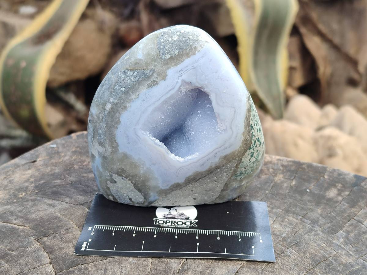 Polished Blue Lace Agate Standing Free Forms x 2 From Nsanje, Malawi - Toprock Gemstones and Minerals 