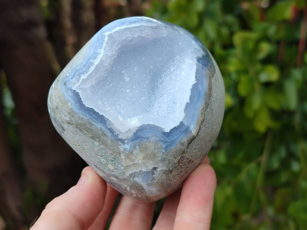 Polished Blue Lace Agate Standing Free Forms x 2 From Nsanje, Malawi - Toprock Gemstones and Minerals 