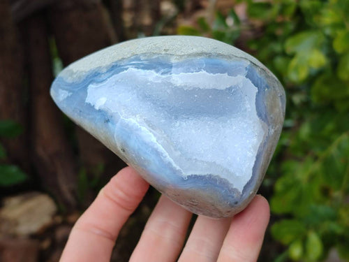 Polished Blue Lace Agate Standing Free Forms x 2 From Nsanje, Malawi - Toprock Gemstones and Minerals 