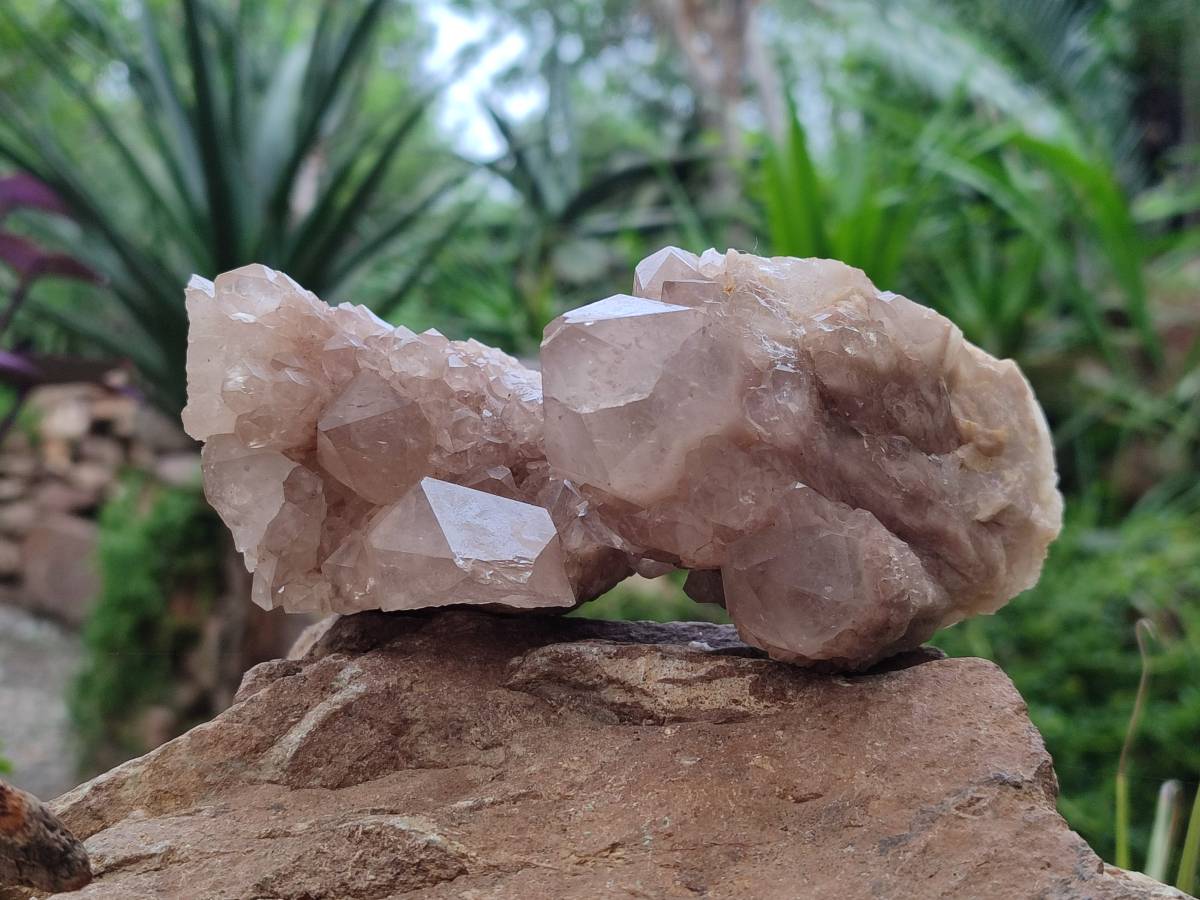 Natural Smokey Phantom Quartz Clusters x 4 From Luena, Congo - Toprock Gemstones and Minerals 