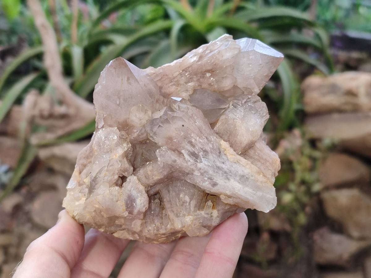 Natural Smokey Phantom Quartz Clusters x 4 From Luena, Congo - Toprock Gemstones and Minerals 