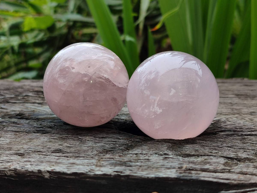 Polished Rose Quartz Spheres x 6 From Madagascar - Toprock Gemstones and Minerals 