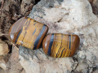 Polished Golden Tiger's Eye Jumbo Tumbled Stones x 12 From Prieska, South Africa