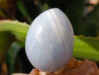 Polished Blue Calcite Eggs x 17 From Madagascar