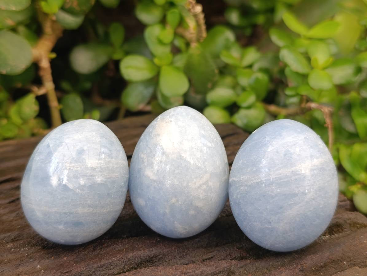 Polished Blue Calcite Eggs x 17 From Madagascar - Toprock Gemstones and Minerals 