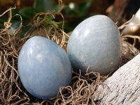Polished Blue Calcite Eggs x 17 From Madagascar