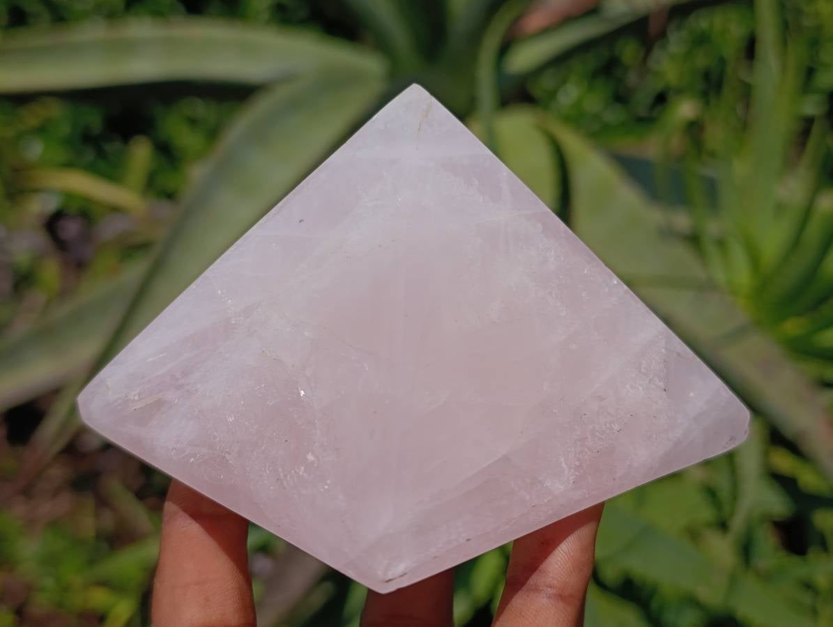 Polished Rose Quartz Pyramids x 3 From Madagascar - Toprock Gemstones and Minerals 