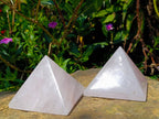 Polished Rose Quartz Pyramids x 3 From Madagascar - Toprock Gemstones and Minerals 
