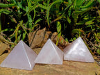 Polished Rose Quartz Pyramids x 3 From Madagascar - Toprock Gemstones and Minerals 