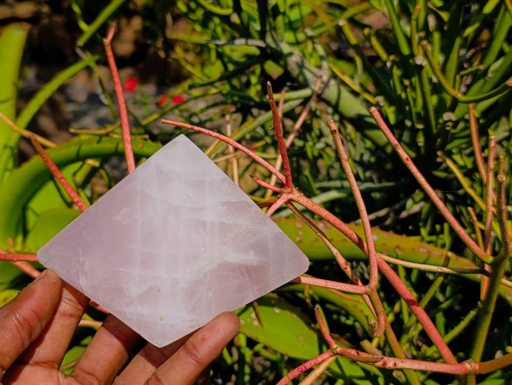 Polished Rose Quartz Pyramids x 3 From Madagascar - Toprock Gemstones and Minerals 