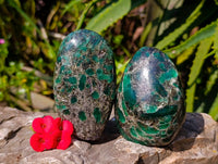 Polished Emerald Mica 'Mutokolite' Standing Free Forms x 4 From Mutoko, Zimbabwe