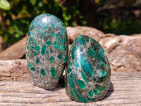 Polished Emerald Mica 'Mutokolite' Standing Free Forms x 4 From Mutoko, Zimbabwe
