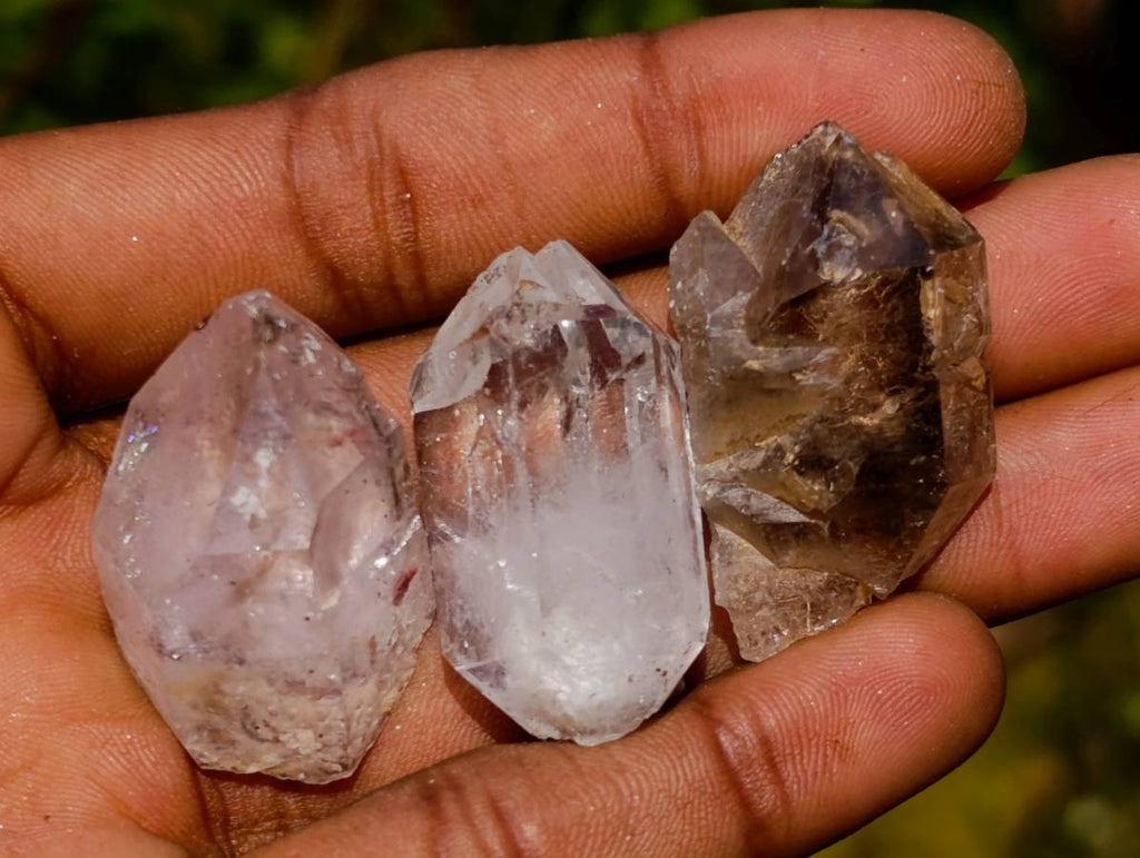 Natural Mix of Smokey, Clear and Amethyst Quartz Crystals x 35 From Brandberg, Namibia - Toprock Gemstones and Minerals 