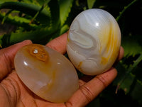 Polished Banded Agate Palm Stones x 12 From Madagascar