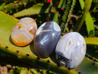 Polished Banded Agate Palm Stones x 12 From Madagascar
