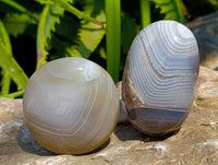 Polished Banded Agate Palm Stones x 12 From Madagascar