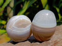 Polished Banded Agate Palm Stones x 12 From Madagascar
