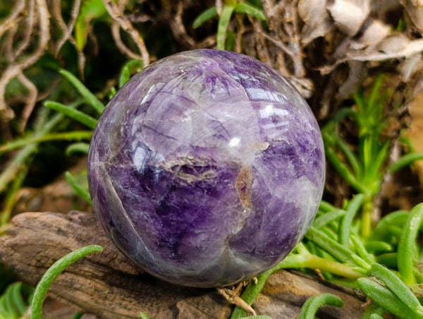 Polished Deep Purple Chevron Amethyst Spheres x 2 From Ankazobe, Madagascar