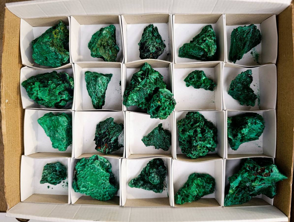 Natural Silky Malachite Specimens x 20 From Kasompe, Congo - Toprock Gemstones and Minerals 