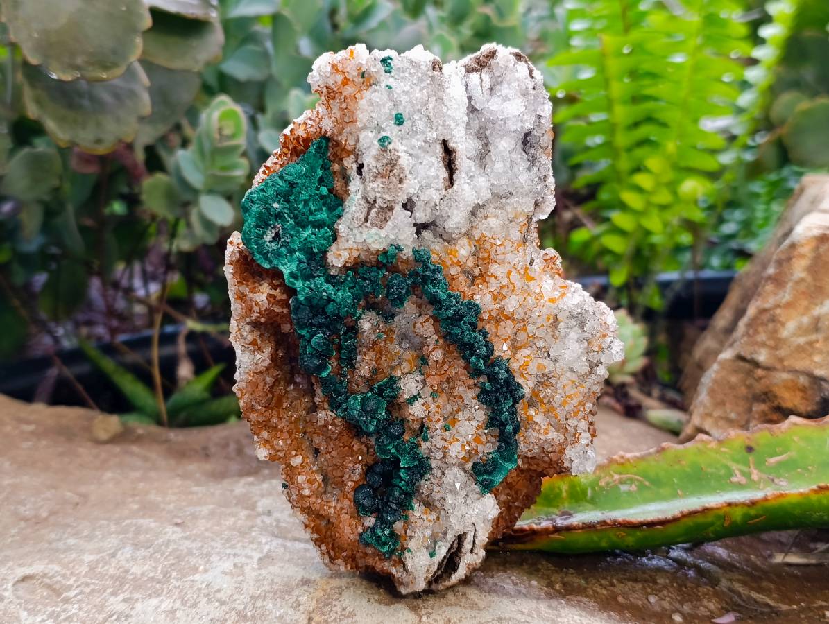 Natural Ball Malachite On Quartz Matrix Specimens x 2 From Mindingi Mine, Kambove, Congo - Toprock Gemstones and Minerals 