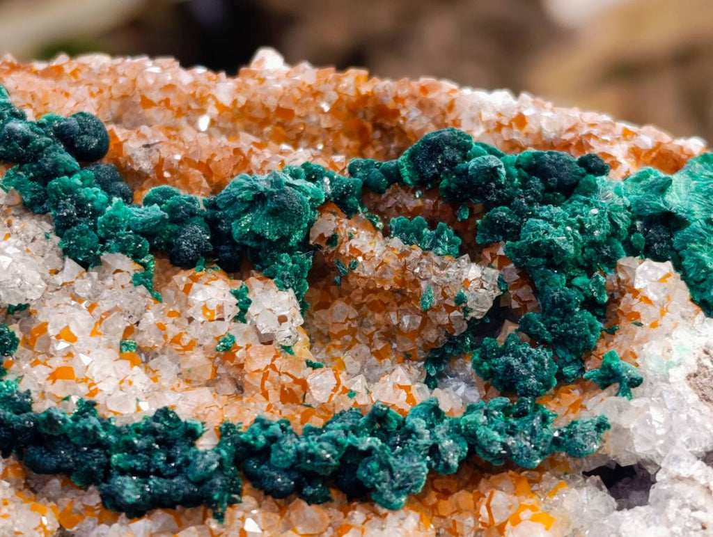 Natural Ball Malachite On Quartz Matrix Specimens x 2 From Mindingi Mine, Kambove, Congo - Toprock Gemstones and Minerals 