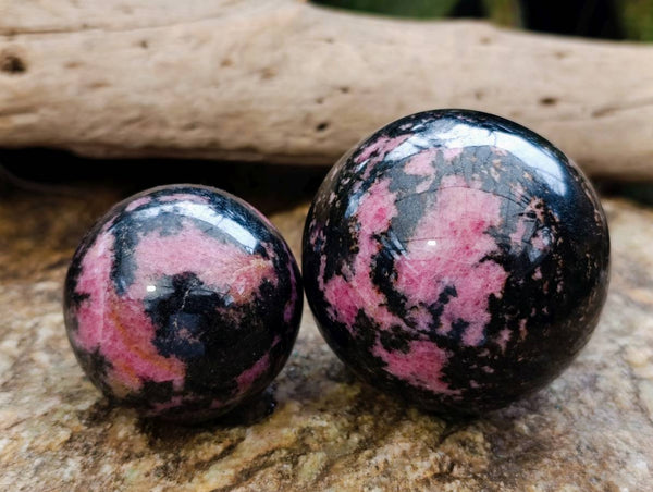Polished Rhodonite Spheres x 6 From Ambindavato, Madagascar