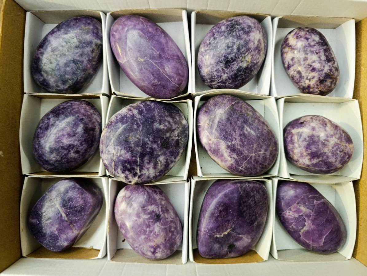 Polished Lepidolite Free Forms x 12 From Zimbabwe - Toprock Gemstones and Minerals 