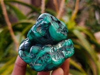 Polished Flower Banded Malachite Free Forms x 4 From Congo